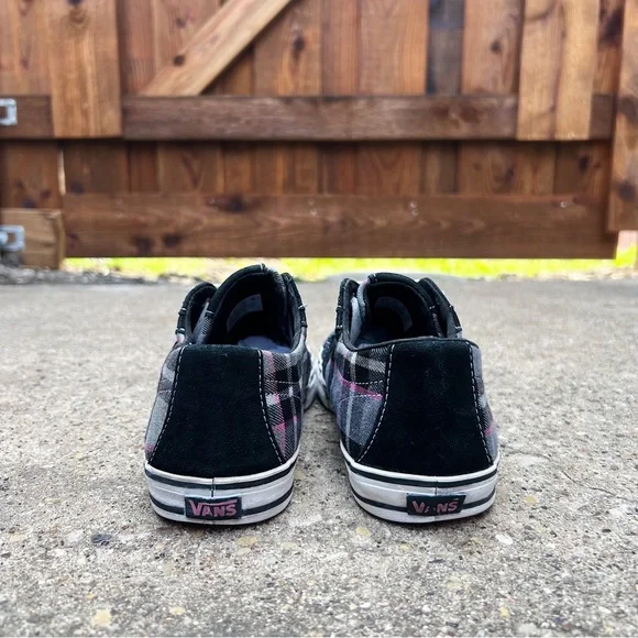 (Sold) Vans Plaid Skate Shoe Sneaker Pink Black Plaid Emo Draculara Tory Herring - Picture 5 of 12